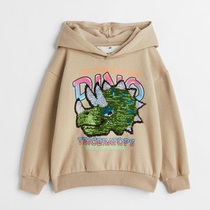 H&M dinosaur flip sequin hoodie